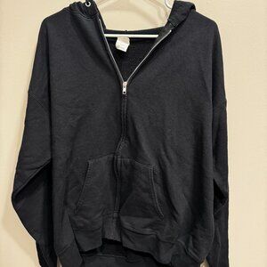 black zip up oversized hoodie